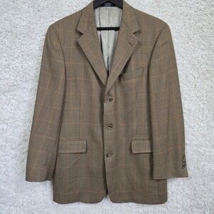 Ted Baker Houndstooth Blazer Mens 40R Brown Tan Check Sport Coat Made in USA